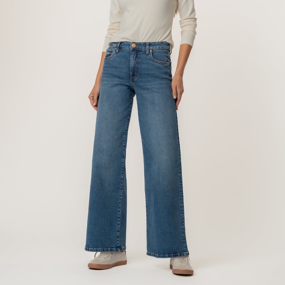 Kut from the Kloth Maya High Rise Wide Leg Size 88 / Generous W/Dark Base Wash